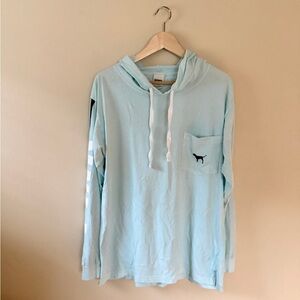 Pink Victoria’s Secret Long Sleeve Hooded Tunic Top Light Blue Size L